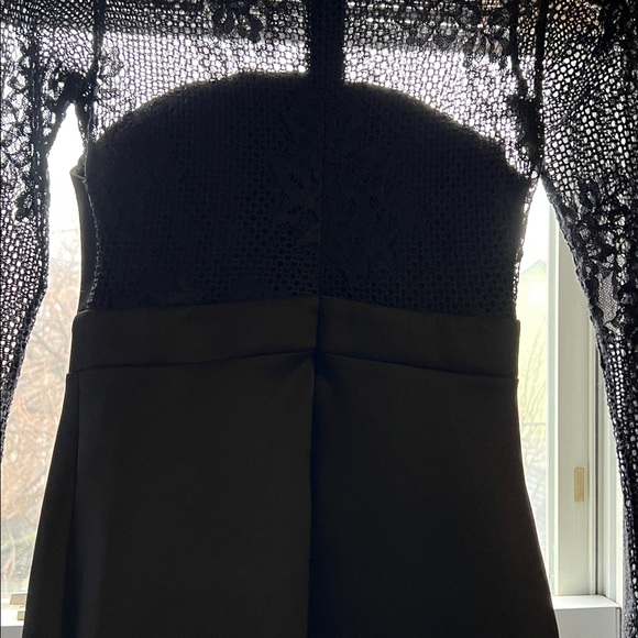 ASOS Black Lace High Neck Bodycon Midi Dress US 2 Long Sleeve Cocktail Dress - Picture 6 of 11